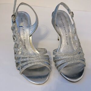 Adrianna Papell 
Beautiful silver sparkle party shoes!